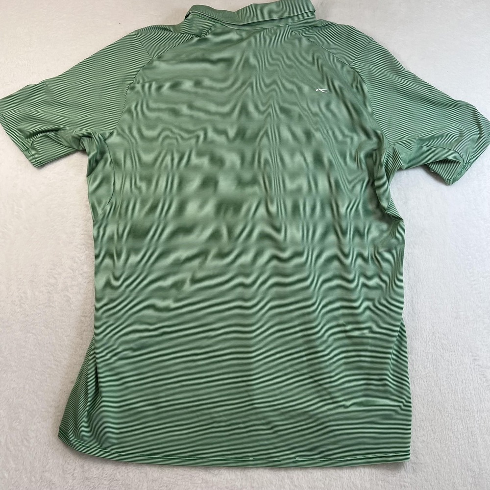KJUS Polo Shirt Mens XL Green White Stripe Golf UPF 50 Performance Jersey - Picture 7 of 11